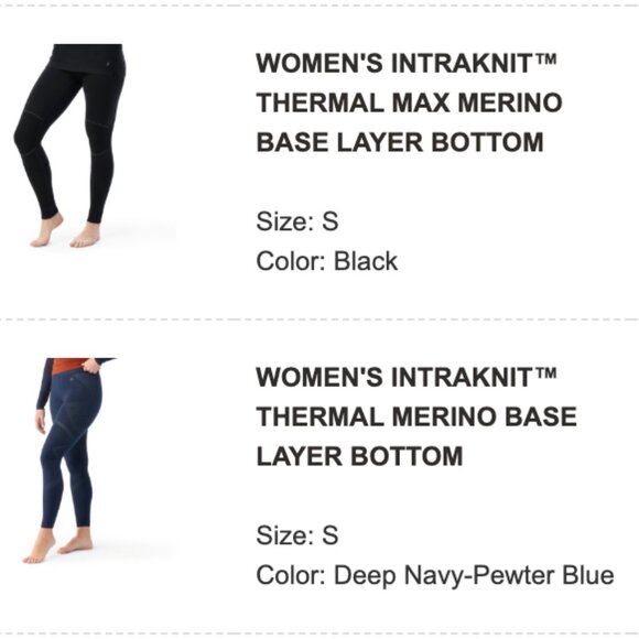 2 Pairs - Smartwool Women's Base Layer Leggings Bundle | Navy & Black - Picture 3 of 12